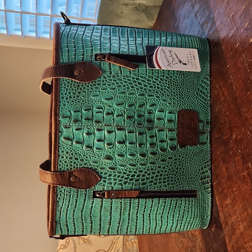American Darling Turquoise crocodile tote